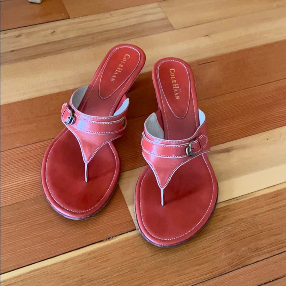 Coral low heel sandals